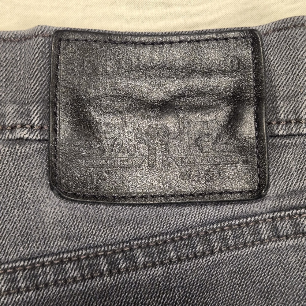Levis 513 Jeans Mens 36x30 Black Dark Wash Slim Straight Stretch Denim Pants - Picture 9 of 16